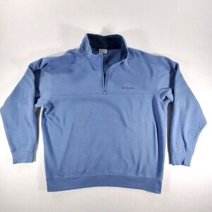 Columbia Quarter Zip Fleece Pullover XL Blue Cotton Blend Sweatshirt